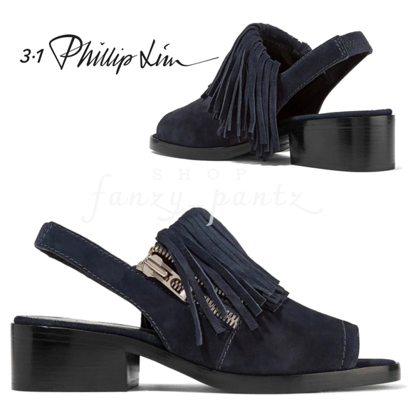 3.1 Phillip Lim Shoes - Phillip Lim 3.1 Fringe Suede Slingback Sandal blue
